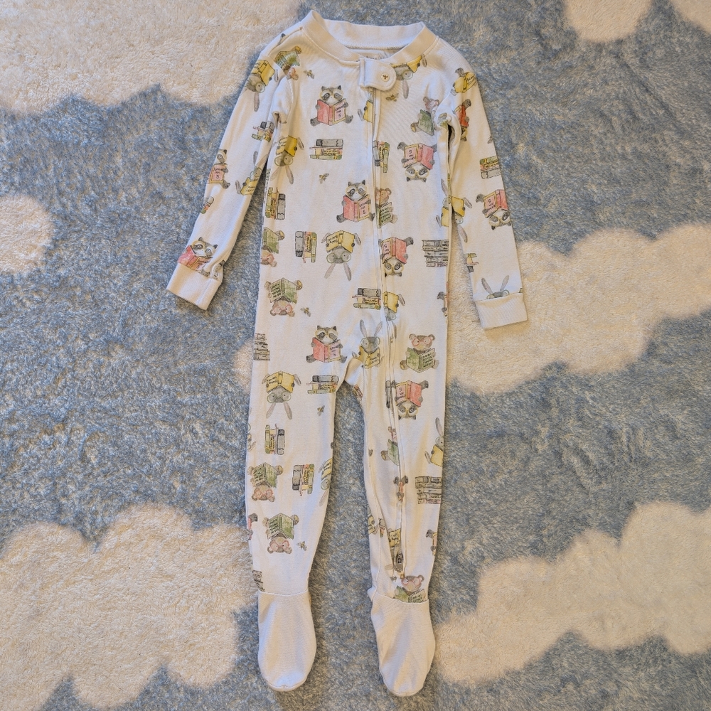 Burt's Bees Baby - Animals Reading Books Library Footie Pajama